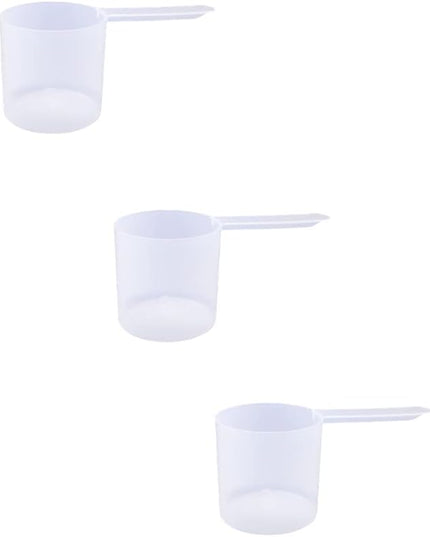 Plastic Measuring Scoop, (118.4 cc | 1/2 Cup | 4 fl oz. | 118.4 mL) Long Handle Spoons for Powders, Granules, Coffee, Pet Food, Baking Supplies, Protein and Other Dry Goods, BPA Free (Set of 3)