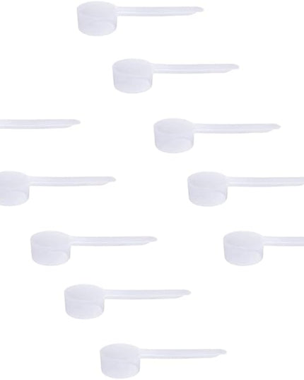 Plastic Measuring Scoop, 1 Tablespoon (14.8 cc | 1/2 Oz. | 14.8 mL) Long Handle Spoons for Powders, Granules, Coffee, Pet Food, Baking Supplies, Protein and Other Dry Goods, BPA Free (Set of 10)