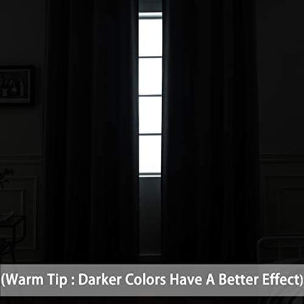 Yakamok 100% Blackout Thermal Insulated Grommet Curtains, Noise Reducing Barrier Panel for Sliding Glass Door, 2 Thick Layers Heat Full Light Blocking Patio Door Drapery, Black, W100 x L108, 1 Panel