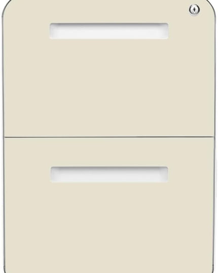 Laura Davidson Furniture Stockpile 2 Drawer Mobile File Cabinet with Lock - Under Desk Metal Filing Cabinet, Legal/Letter File Folders, Wheels and Stationary Feet, Pre-Assembled, Ivory