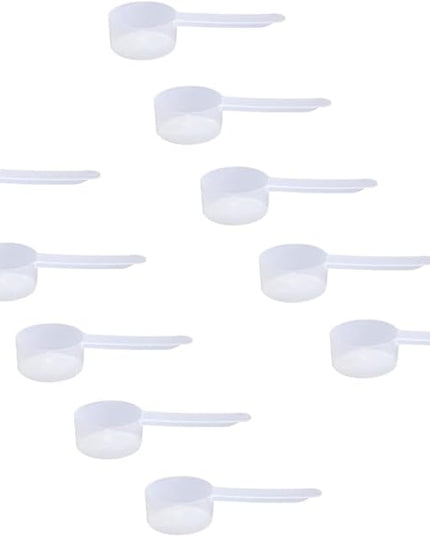 Plastic Measuring Scoop, 4 teaspoon (20 cc | 20 mL) Long Handle Spoons for Powders, Granules, Coffee, Pet Food, Baking Supplies, Protein and Other Dry Goods, BPA Free (Set of 10)