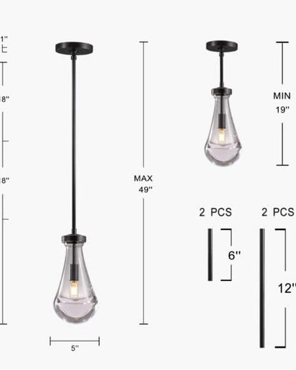 Raindrop Pendant Lights, Modern Black Pendant Lights for Kitchen Island, Dining Room Light Fixture Raindrop Chandelier, Chandelier for Living Room Hallway, Including The Bulb