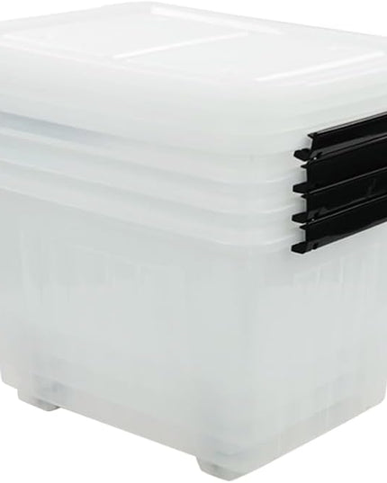 4-Pack Clear Plastic Storage Bins with Lid, 42 L Large Plastic Storage Box