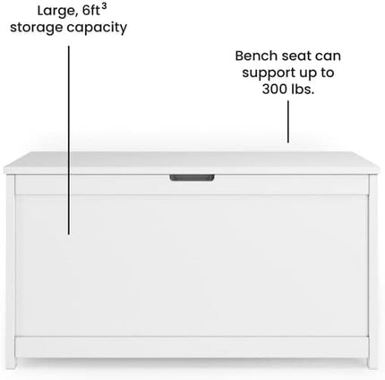Child Craft Harmony 33” Wood Toy Box, Large Storage Chest, Plenty of Storage, 2 Safety Hinges, Standard Ventilation Hole on Back, 6 Cubic Feet of Storage (Matte White)