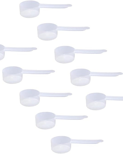 Plastic Measuring Scoop, 1.5 Tablespoon (23 cc | 23 mL) Long Handle Spoons for Powders, Granules, Coffee, Pet Food, Baking Supplies, Protein and Other Dry Goods, BPA Free (Set of 10)
