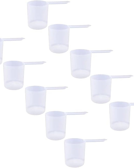 Plastic Measuring Scoop, (148 cc | .625 Cup | 5 oz. | 148 mL) Long Handle Spoons for Powders, Granules, Coffee, Pet Food, Baking Supplies, Protein and Other Dry Goods, BPA Free (Set of 10)