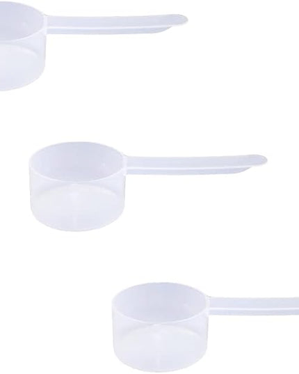 Plastic Measuring Scoop, (39 cc | 2.63 tbsp | 1.32 fl oz. | 39 mL) Long Handle Spoons for Powders, Granules, Coffee, Pet Food, Baking Supplies, Protein and Other Dry Goods, BPA Free (Set of 3)