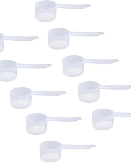 Plastic Measuring Scoop, (35 cc | 2.5 tablespoon | 1.25 fl oz. | 35 mL) Long Handle Spoons for Powders, Granules, Coffee, Pet Food, Baking Supplies, Protein and Other Dry Goods, BPA Free (Set of 10)