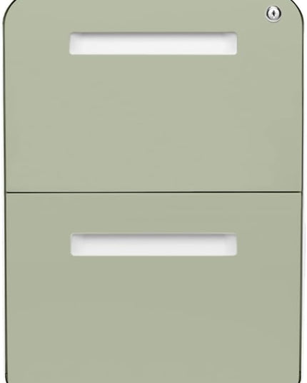 Laura Davidson Furniture Stockpile 2 Drawer Mobile File Cabinet with Lock - Under Desk Metal Filing Cabinet, Legal/Letter File Folders, Wheels and Stationary Feet, Pre-Assembled, Sage Green