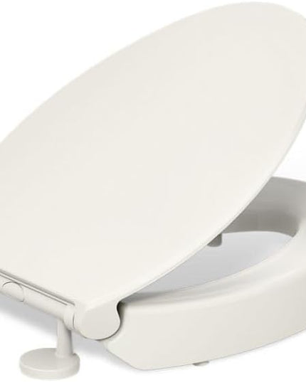 KOHLER 25875-96 Hyten 3" Height, Elevated Soft Close Elongated Toilet Seat, Contoured Seat with Grip-Tight Bumpers, Quick-Attach Hardware, No Slam Toilet Seat, Biscuit