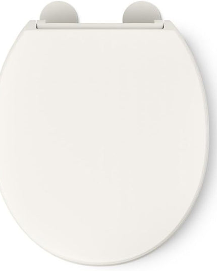 KOHLER 25876-96 Hyten 3" Height, Elevated Soft Close Round Toilet Seat, Contoured Seat with Grip-Tight Bumpers, Quick-Attach Hardware, Biscuit
