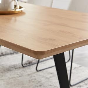 ZckyCine 67'' Extendable Rectangular Wooden Dining Table and Chairs 6-Seater Modern Mid-Century Style Multi-Purpose Space-Saving Design Home Dining Room Furniture Set