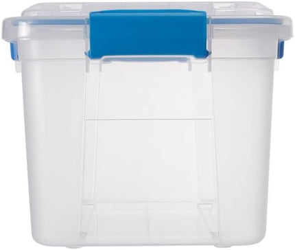 (6-PACK) 4.7-Gallon Large-Capacity Plastic with Lid Storage Box, Equipped with 4 Snap Fasteners.