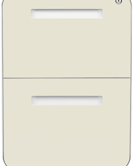 Laura Davidson Furniture Stockpile 2 Drawer Mobile File Cabinet with Lock - Under Desk Metal Filing Cabinet, Legal/Letter File Folders, Wheels and Stationary Feet, Pre-Assembled, Ivory