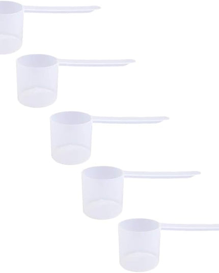Plastic Measuring Scoop, 4 Tablespoon (63 cc | 63 mL) Long Handle Spoons for Powders, Granules, Coffee, Pet Food, Baking Supplies, Protein and Other Dry Goods, BPA Free (Set of 5)