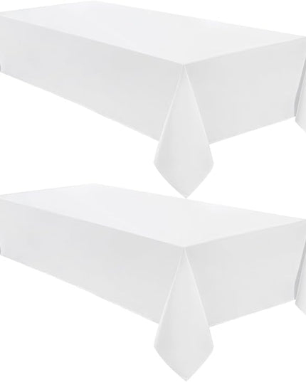 VidaFete Tablecloth 60 * 102inch 2pack Rectangle Table Cloth Polyester, Stain Wrinkle Resistant Dining Table Cover for Kitchen Dinning Party Wedding Rectangular Tabletop Buffet Decoration(White)