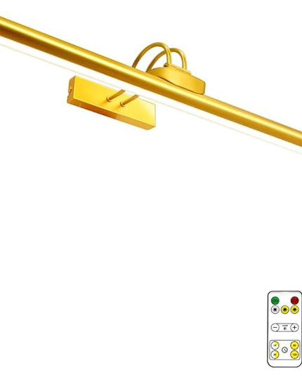 26" Wireless Picture Lights, Rechargeable Battery Art Display Light with Remote Control, Dimmable/Timer Off Dartboard Light, 3 Lighting Modes Full Metal Painting Display Lights (Gold-1 Pack)