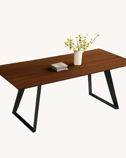 ZckyCine Extendable Dining Table - 63" to 78.7" Adjustable Rectangular Table with Black Metal Legs, Modern Expandable Dining Table for 6-8 People