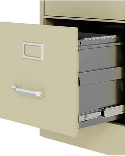Scranton and Co 22" Deep 4 Drawer Letter File Cabinet in Putty, Fully Assembled