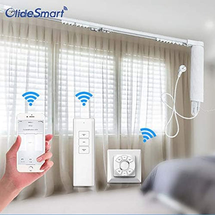 OlideSmart DIY Wifi Smart Automatic Curtain Motor Track System, Automatic Curtain Motor, Blinds Tracks, Length can be customized (White, 3.2m)