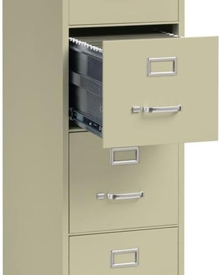 Pemberly Row 4 Drawers 52" Vertical Beige Metal Filing Cabinet Lockable Pre-Assembled Stationary Letter Size for Home, Office