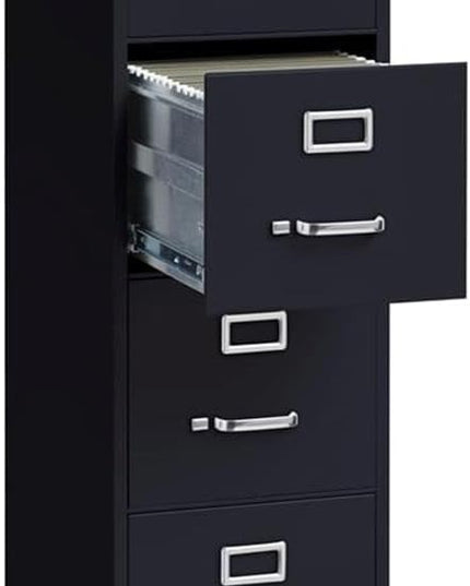 Scranton & Co 4 Drawer Metal Vertical File Cabinet with Lock, 22" Deep, Letter Size, Home/Office, Preassembled, Commercial Grade, Black Finish