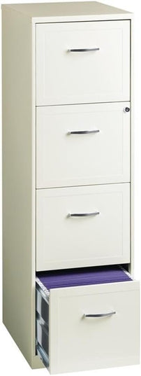 Pemberly Row 18" 4-Drawer Traditional Metal Filing Cabinet in White