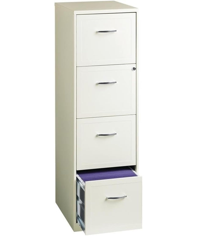 Pemberly Row 18" 4-Drawer Traditional Metal Filing Cabinet in White