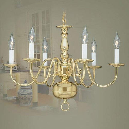 Livex Lighting 5006-02 Williamsburgh 6 Light Polished Brass Chandelier