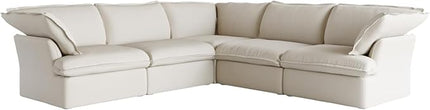 JACH V-Shaped Beige Cloud Couches, Convertible Modular Sofas, Minimalist Deep Seat Sofa, Down Fill Sectional, Couch Sofa Furniture for Living Room, Office, Apartment