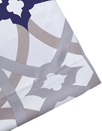DriftAway Alexander 80% Blackout Curtains for Living Room 250GSM Pattern Match Thermal Insulated Room Darkening Geo Moroccan Mid Century Grommet Bedroom Drapes 2 Panels 52 Inch by 54 Inch Navy Gray