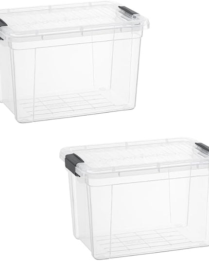 Superio Storage Bins with Lids- 2 Pack, 2.5 Qt Clear Boxes for Organizing, Stackable Plastic Containers- BPA Free, Non-Toxic, Odor Free, Organizer for Home, Office, Dorm