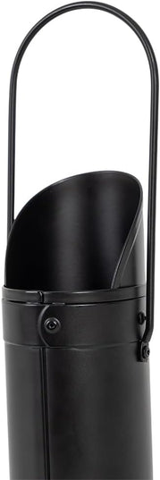 Modern Ember Match Stick Holder in Black | Decorative Metal Storage Bucket, Caddy, Basket for Long Matchsticks | Home Décor for Fireplace, Wood-Burning Stove, or BBQ Grill | Matches Not Included