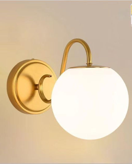 Vintage Bathroom Vanity Light Fixtures Over Mirror, Brushed Gold Vanity Lights For Bathroom With Milk White Glass Globe Shade, Wall Sconces For Bedroom, Hallway, Dressing Table(Includ G9 Bulb)
