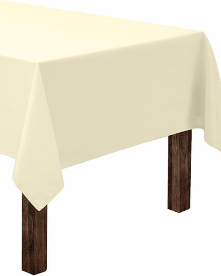 Gee Di Moda Rectangle Tablecloth - 60 x 84 Inch Ivory Table Cloth for 5 Foot Rectangle Tables - Heavy Duty Washable Fabric - for Holiday Party, Dinner, Weddings, Baby Shower & Events