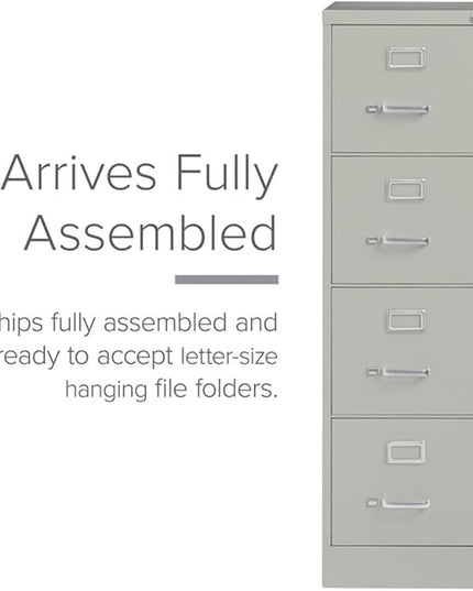 Scranton & Co 4-Drawer 22" Deep Letter Filing Cabinet in Black, Office Commercial Grade, Fully Assembled, Light Gray
