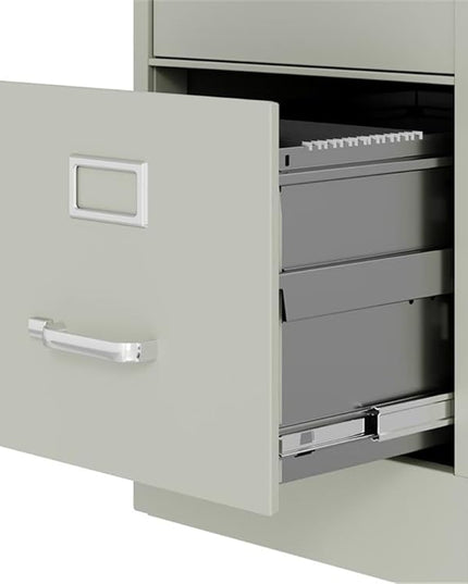 Scranton & Co 4-Drawer 22" Deep Letter Filing Cabinet in Black, Office Commercial Grade, Fully Assembled, Light Gray
