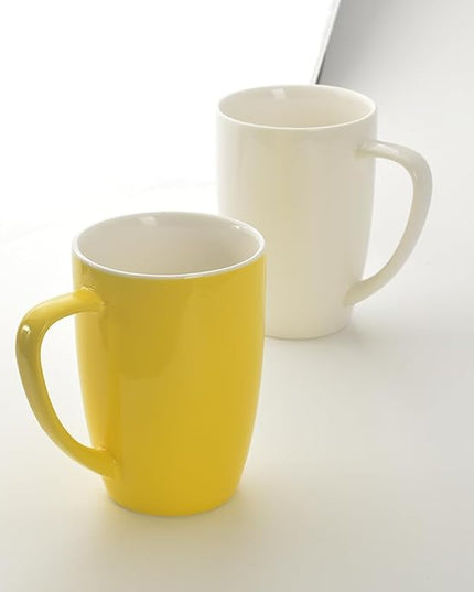 homEdge Porcelain Mug Set, 16 Ounces Cup for Tea, Latte, Mocha, Hot Chocolate, Set of 6, White