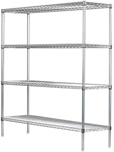 Omega 4 Tier Shelving Unit Heavy Duty NSF Wire Shelf Metal Large Storage Shelves Adjustable, Commercial Grade Steel Utility Layer Shelf Rack Storage,21L x 54W x 63H Inch Chrome