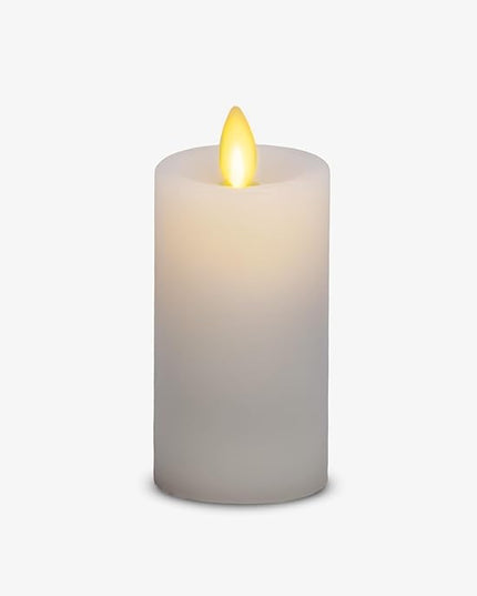 Luminara Classic Slim Flameless LED Candle, White 2" x 4.25", Battery Operated Moving Flame Pillar w/Timer, Safe Realistic Wax Candle, Home Decor