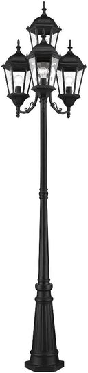 Livex Lighting 7557-04 Outdoor Post with Clear Beveled Glass Shades, Black