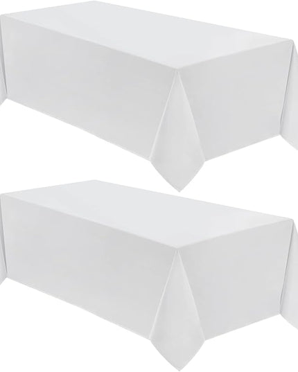 VidaFete 2 Pack 90*132inch Rectangle Tablecloth Polyester Table Cloth，Stain Resistant and Wrinkle Polyester Dining Table Cover for Kitchen Dinning Party Wedding Rectangular Tabletop Decoration(White)