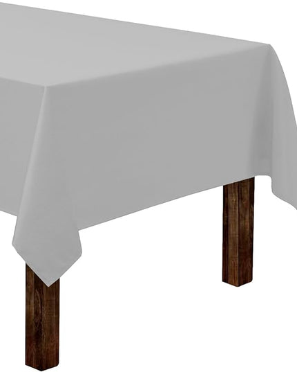 Gee Di Moda Rectangle Tablecloth - 60 x 84 Inch Silver Table Cloth for 5 Foot Rectangle Tables - Heavy Duty Washable Fabric - for Holiday Party, Dinner, Weddings, Baby Shower & Events