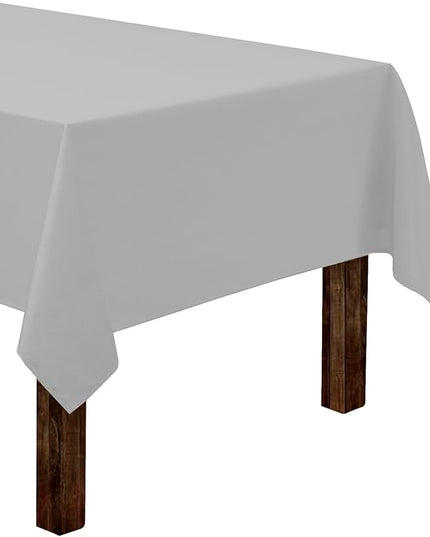 Gee Di Moda Rectangle Tablecloth - 60 x 126 Inch Silver Table Cloth for 8 Foot Rectangle Tables - Heavy Duty Washable Fabric - for Holiday Party, Dinner, Weddings, Baby Shower & Events