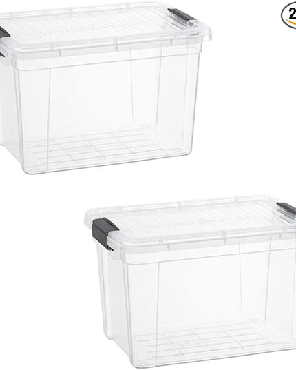 Superio Clear Storage Boxes with Lids, 2.4 Quart Plastic Container Bins for Organizing, Stackable Crates, BPA Free, Non Toxic, Odor Free, Organizers for Home, Office and Dorm,