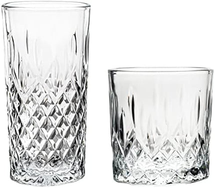 Vikko Rock and Tumbler Set, 12 Piece Set of Elegant Glasses, 6 Tall 12.25 Ounce Glasses and 6 Short 11.25 ounce Whiskey Glasses