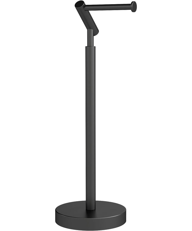 Toilet Paper Holder Free Standing, Matte Black Toilet Paper Stand 21.7" H, Stainless Steel Tissue Roll Holder for Bathroom, Heavy Weighted Base