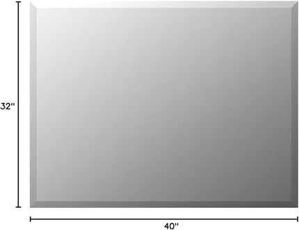 Mirrorons Beveled Mirror, Wall Mirror 40" x 32", Frameless Rectangle Bathroom Vanity Mirror with Beveled Edge, Hangs Horizontally or Vertically. Upgraded Shatterproof