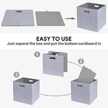 Thicker Fabric Storage Cubes 13 inch Collapsible Storage Bins for Organization, Cubby Storage Boxes for Organizing Shelf Cabinet Bookcase, 2pcs, Sliver Grey