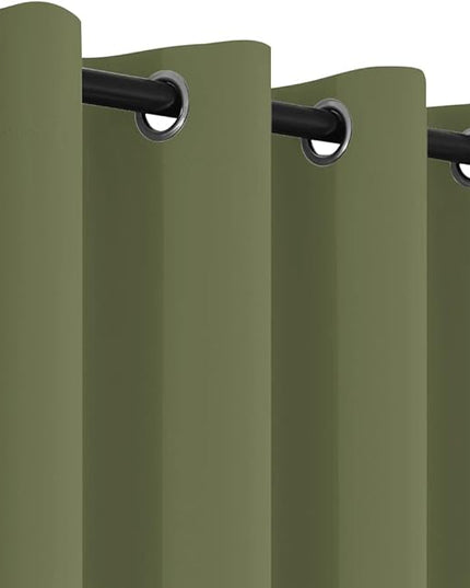 Yakamok Window Treatment Kitchen Drapes - Plain Solid Grommet Top Short Curtains for Kitchen Window(52Wx36L, Sage, 2 Panels)